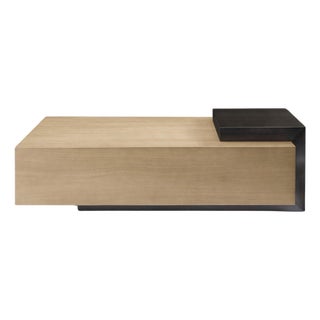 Modern Greg Sheres Style Oak and Bronze Cocktail Table – “Cadiz” For Sale