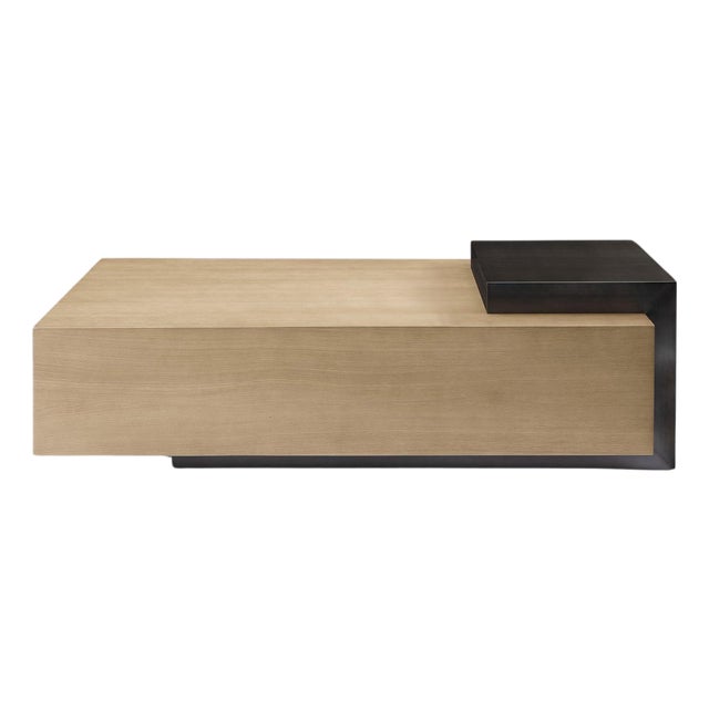Modern Greg Sheres Style Oak and Bronze Cocktail Table – “Cadiz” For Sale