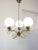 Wood Vintage Italian Brass and Opaline Chandelier For Sale - Image 7 of 15