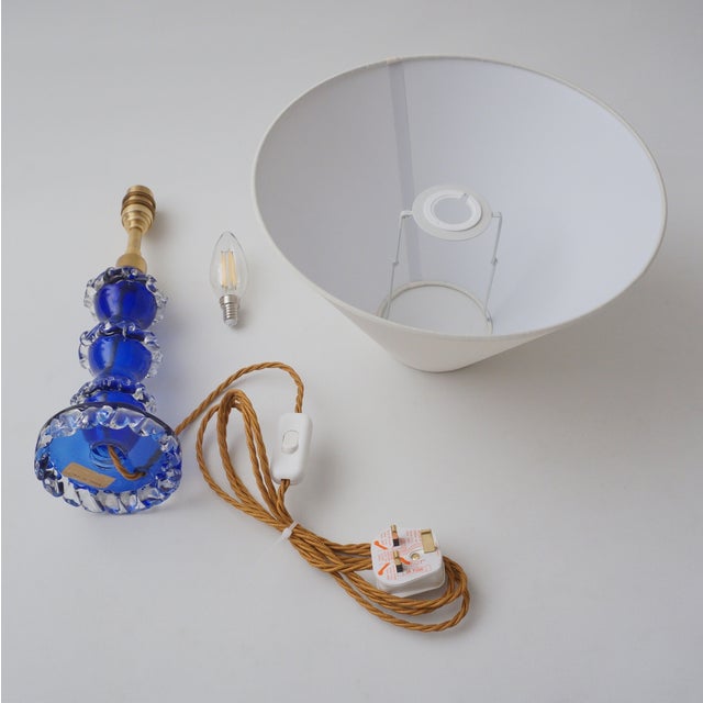 1920`s Italian Antique Murano Glass Table Lamp, Handblown Cobalt Blue Crystal, Barovier & Toso Style - Rewired For Sale - Image 10 of 14
