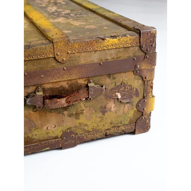 Wood Antique Argentine Gaucho Trunk With Iron Strapping For Sale - Image 7 of 12
