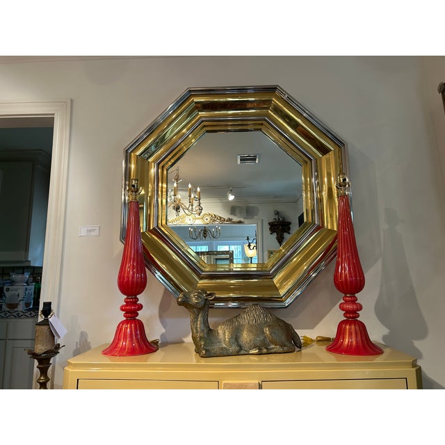 Raspberry Red Vintage Pair of Murano Glass Lamps For Sale - Image 8 of 11