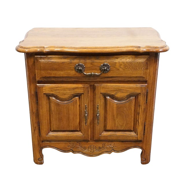French Country Keller Furniture Solid Oak Country French Style 28" Cabinet Nightstand For Sale - Image 3 of 14