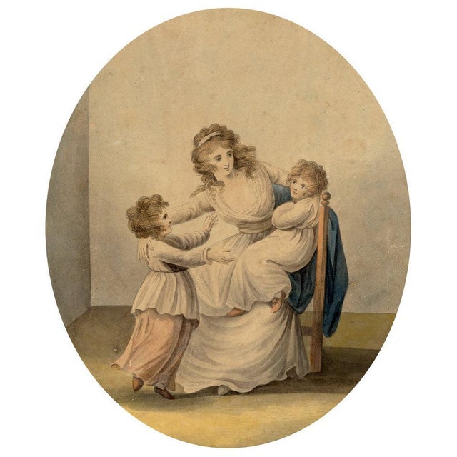 An original 18th-century watercolour painting – Attrib. Henry William Bunbury, Lady Rushout Seated & Children.This fine...