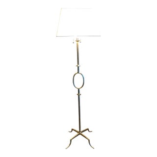 Vintage Iron Floor Lamp Attributed to Gilbert Poillerat by Mattaliano With Gilt Finish For Sale
