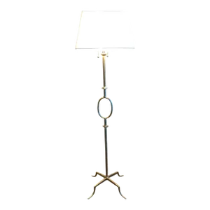 Vintage Iron Floor Lamp Attributed to Gilbert Poillerat by Mattaliano With Gilt Finish