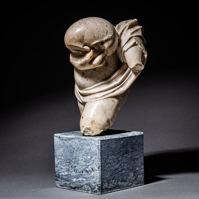 Stone Fragment of a Bacchant with Wineskin, 17th-18th Century, Marble For Sale - Image 7 of 7