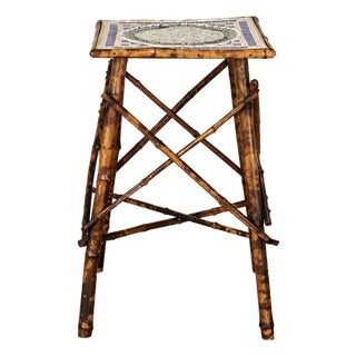 Antique English Bamboo and Tile Table or Stand For Sale
