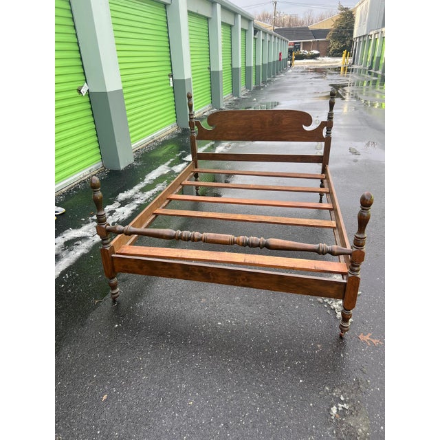 2000 - 2009 - Vintage Solid Wood Turned-Post Full Size Bed Frame For Sale - Image 5 of 5