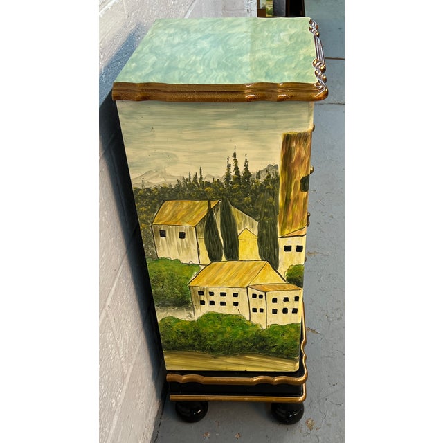 Vintage Hand-Painted Tuscan-Style Jewelry Tower Cabinet For Sale In New York - Image 6 of 14