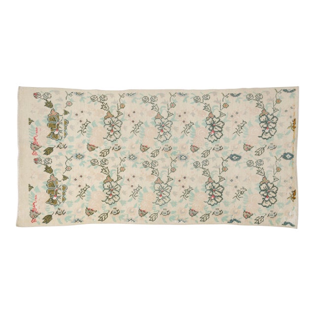 Mid 20th Century Botanical Anatolian Accent Rug For Sale