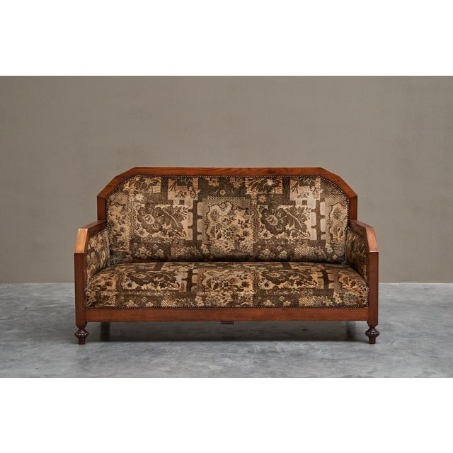 Art Deco Sofa in Wood and Tapisserie, 1920s For Sale - Image 4 of 13