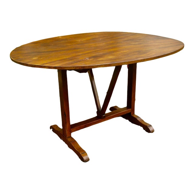 Mid 19th Century French Country Wine Tasting Table Faux Bois Painted Top For Sale