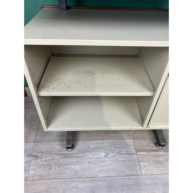 Brown Industrial Side Table by Daciano Da Costa for Metalúrgica da Longra, 1960s For Sale - Image 8 of 17