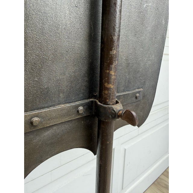 Antique Hand-Painted Floral Tôle Shield Fireplace Screen on Wrought Iron Stand For Sale - Image 12 of 12