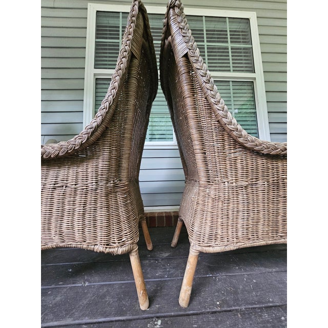 Early 20th Century Hand-Made Pair Untreated Natural Accent Chairs For Sale - Image 10 of 12