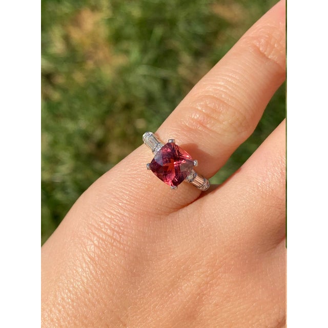 Metal The Yancey: Ladies Vintage Checkerboard Cut Tourmaline and Diamond Ring For Sale - Image 7 of 10