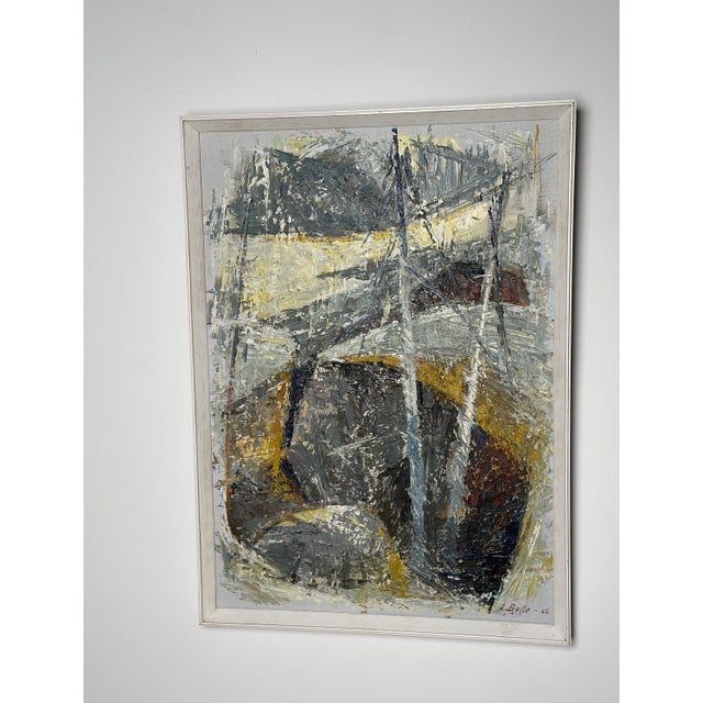 Ingrid Bade, Abstract Landscape, 1960s, Oil on Canvas, Framed For Sale - Image 10 of 18