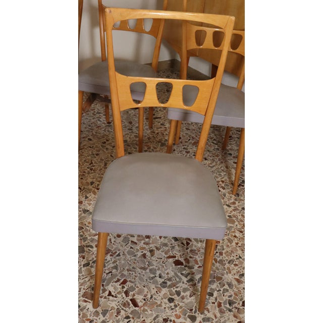 Wood Mid-Century Modern Maple and Leather Chairs by Vittorio Dassi, 1950s, Set of 6 For Sale - Image 7 of 10
