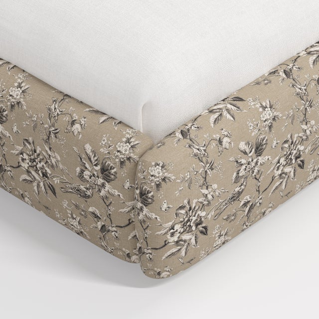 Stoffer Home x Cloth & Company Marisa Platform Bed in Michigan Bird Toile Sand - Queen For Sale In Chicago - Image 6 of 7