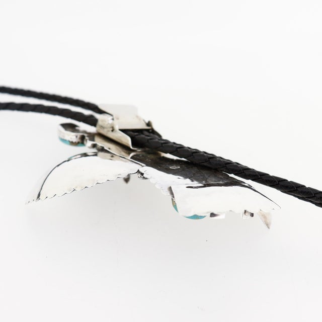 Zuni Sterling Silver & Turquoise Cabochon Kachina Bolo Tie For Sale - Image 17 of 18