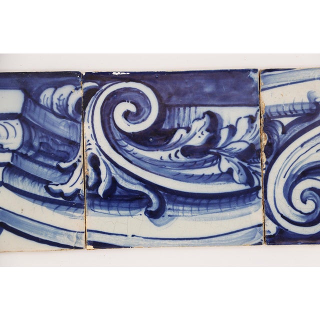 19th Century 19th Century Set of Four Portuguese Tiles With a Baroque Border Motif For Sale - Image 5 of 13