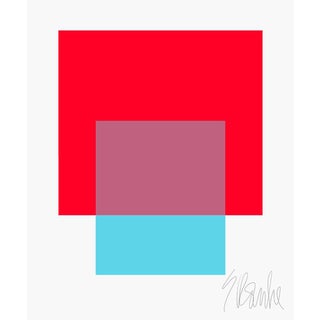 The Interaction of Red and Turquoise Fine Art Print 45" X 55" by Liz Roache For Sale