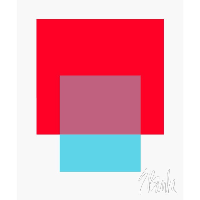The Interaction of Red and Turquoise Fine Art Print 45" X 55" by Liz Roache For Sale