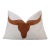 Luxury Longhorn Cowhide Leather Throw Pillow 16x24 | Handmade Western Designer Lumbar Cushion For Sale