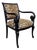 Elegant Vintage French Style Black Lacquer Wood Armchair W/Animal Print For Sale