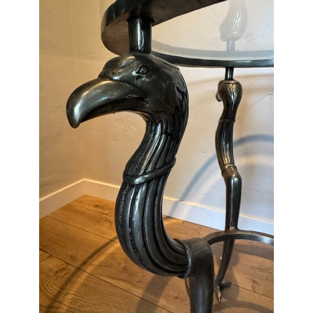 1980s 1980s Authentic Maitland-Smith Ltd. Three Eagle Pedestal Design Table Base With Glass Top For Sale - Image 5 of 13