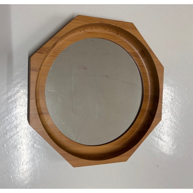 Scandinavian Mirror in Pine, 1970s For Sale - Image 6 of 7