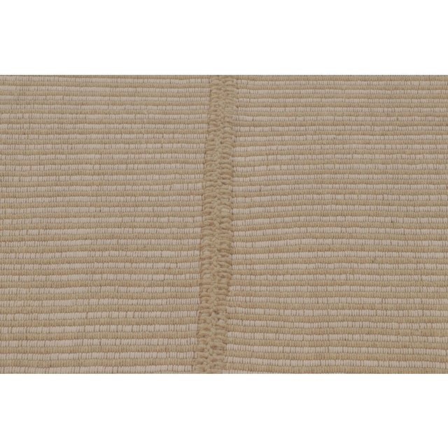 Rug & Kilim Rug & Kilim’s Contemporary Accent Kilim, Square Rug in Cream and White Stripes For Sale - Image 4 of 8