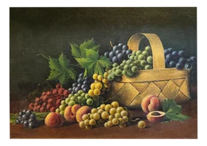 Arthur Charles Henri Herzog, Grapes and Peaches, Oil on Cardboard, 1970s