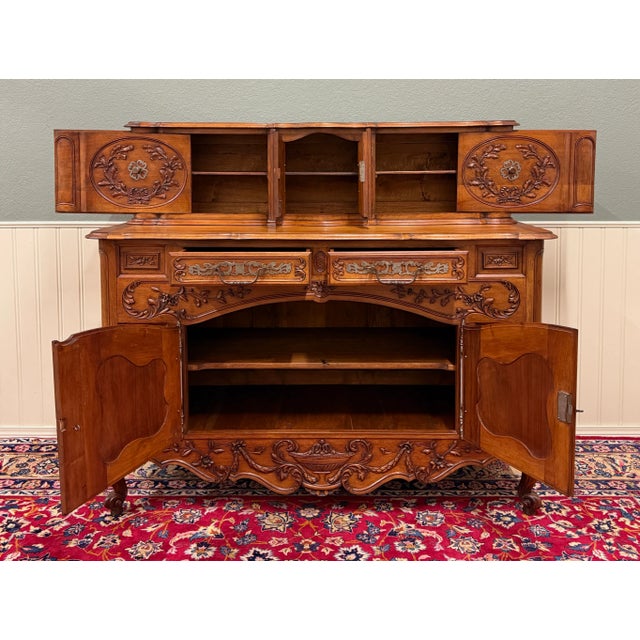 Antique French Buffet Sideboard Server Cupboard Panetiere Highly Carved Oak For Sale - Image 11 of 18
