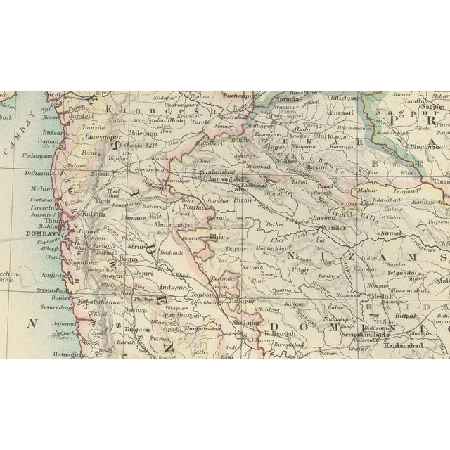 Paper Antique Map of Southern India and South Eastern Provinces, 1903 For Sale - Image 7 of 10