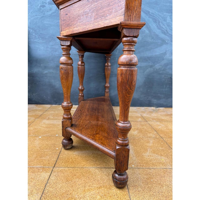 Spanish Oak Console Table with Drawer and Shelf, Early 20th Century For Sale - Image 10 of 12