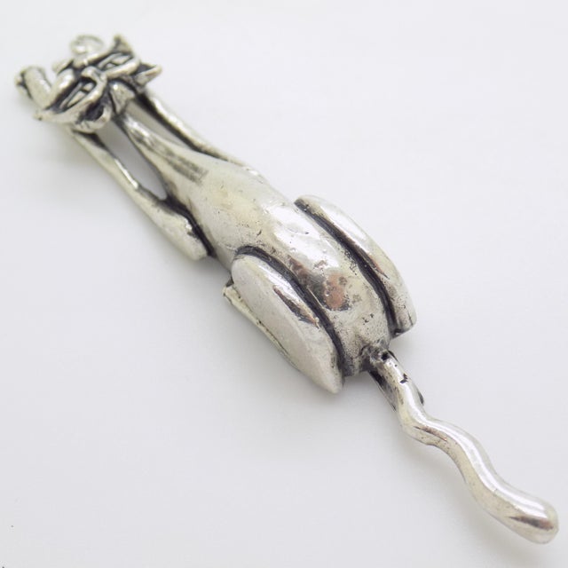 Vintage Italian Silver Stretching Cat Figurine, 1980s For Sale - Image 4 of 11