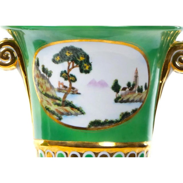 Pair Antique Paris Porcelain Parcel Gilt and Hand Painted Vases For Sale In New York - Image 6 of 13