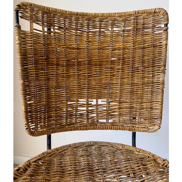 Pair of Vintage Woven Wicker Side or Accent Chairs, Circa 1950s For Sale - Image 4 of 12