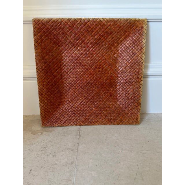 Mid-Century Modern Vintage Woven Leather Tray For Sale - Image 3 of 16