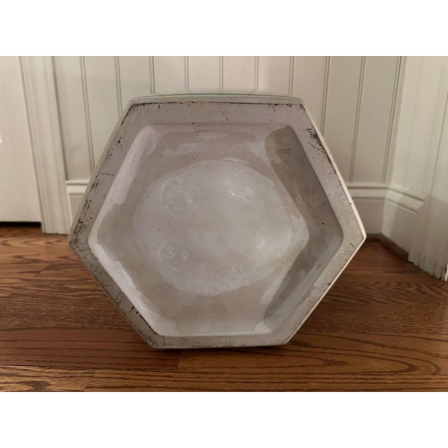 Vintage chinoiserie style planter featuring hand painted blue dancing horses design. Glaze is in great condition with a...