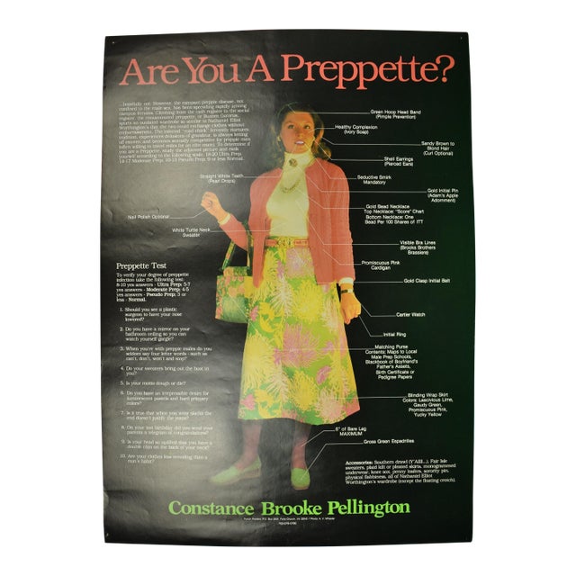 "Are You a Preppette?" Constance Brooke Pellington Color Poster (Nos) For Sale