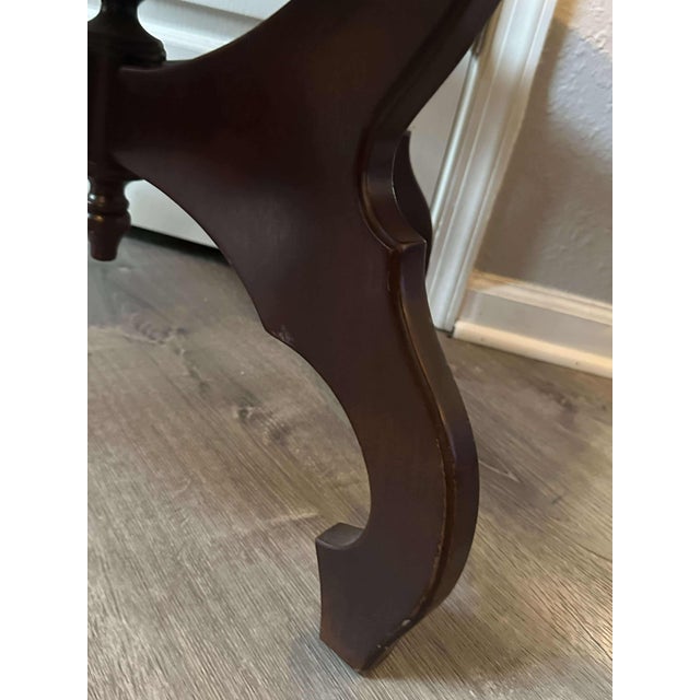 1960s Oval Mahogany Victorian Marble Top Carved Rose Parlor Coffee Table For Sale - Image 4 of 6