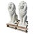 Classical Seated Lion Garden Statues in White Cast Stone, Set of 2 For Sale - Image 13 of 13