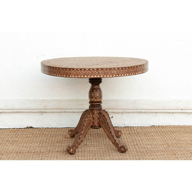 Wood Fine 36" Dm Floral Inday Center Table For Sale - Image 7 of 12