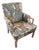 Hollywood Regency Faux Bamboo Balata Fabric Casamance Palm Leaf Arm Chair 1 of 2 For Sale