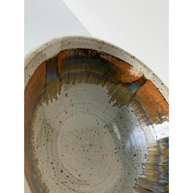 1980s 1980’s Vintage Organic – Hand Thrown Drip Glaze Stoneware Studio Pottery Bowl – Unsigned For Sale - Image 5 of 12