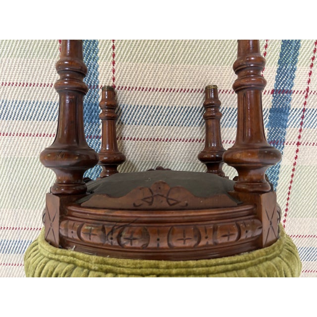 Wood Antique Victorian Style Round Footstool For Sale - Image 7 of 9