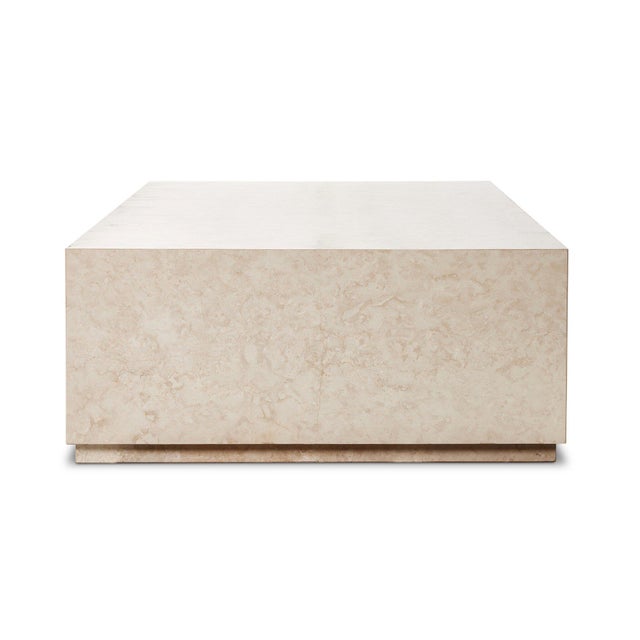 Contemporary Four Hands Oakland Outdoor Rectangular Coffee Table - Outdoor Cream Marble For Sale - Image 3 of 9